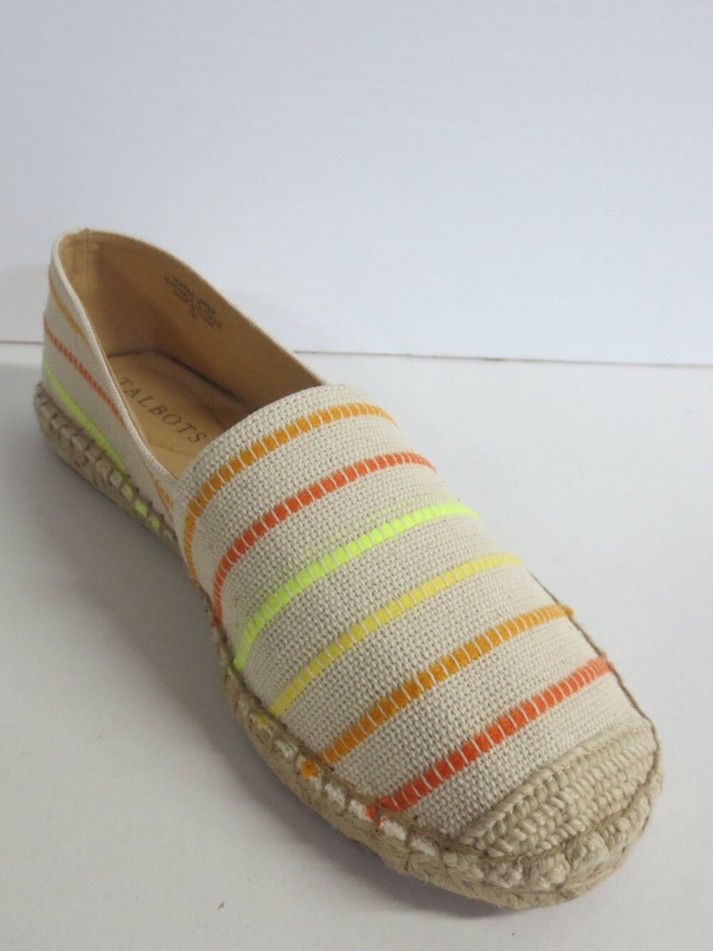 TALBOTS WOMENS IZZY STRIPE YELLOW MULIT LOAFER SHOES - US SIZE 6
